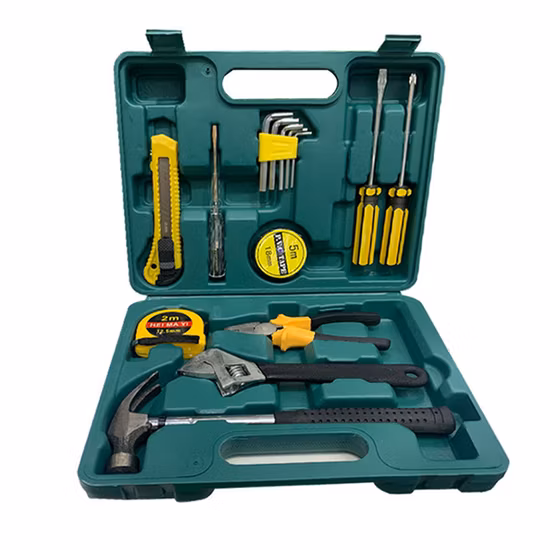 15 Sätze grundlegender Wartungssätze, Schneidwerkzeugsatz, Hardware-Werkzeugsatz, aus Kohlenstoffstahl, Politur, Zange, Stahlgewindebohrer, Hammer, Schraubenschlüssel, Schere, Schraubendreher, Handwerkzeugsatz